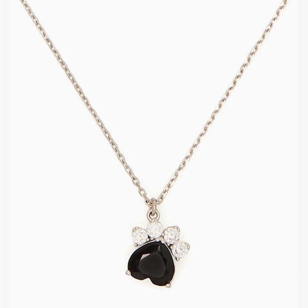 NWT Kate Spade Paw Print Mini Black Heart Pendant Necklace